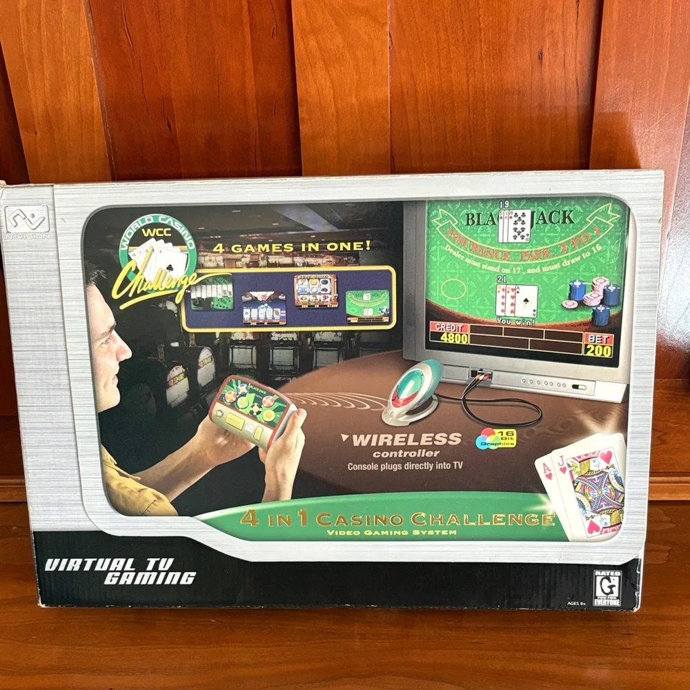 4-in-1 Casino Challenge Wireless Video Gaming System - Black & Green